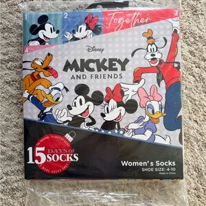 Disney Mickey and Friends Women's Socks - Advent Calendar Gift New 15 Pairs NWT